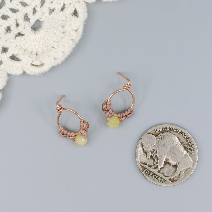 Petal Earrings / Rose Gold / Yellow Opal