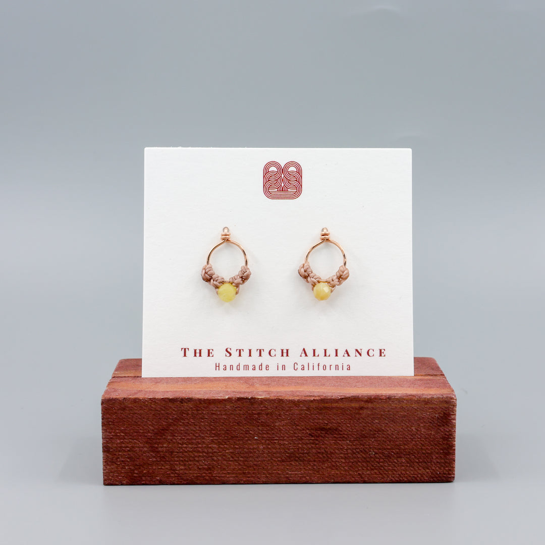 Petal Earrings / Rose Gold / Yellow Opal