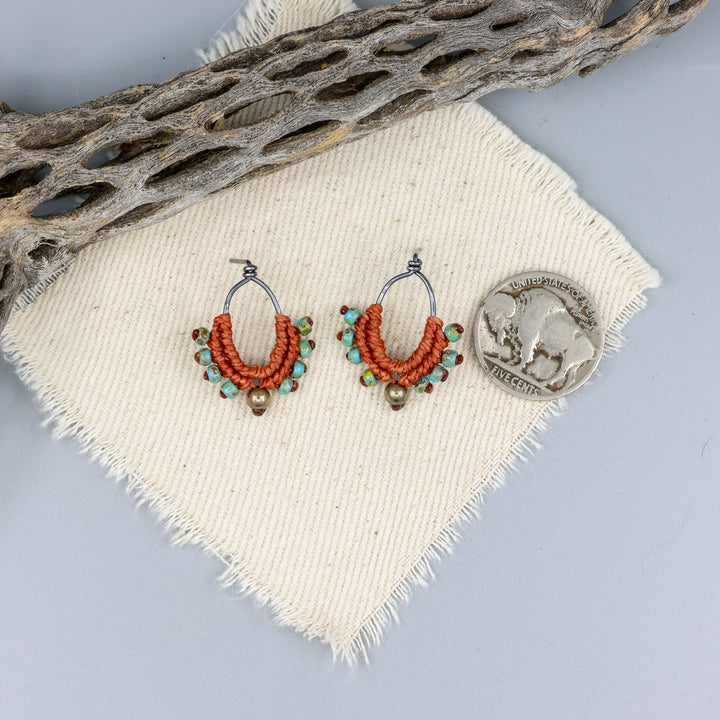 Phoenix Earrings / Oxidized Sterling / Terracotta