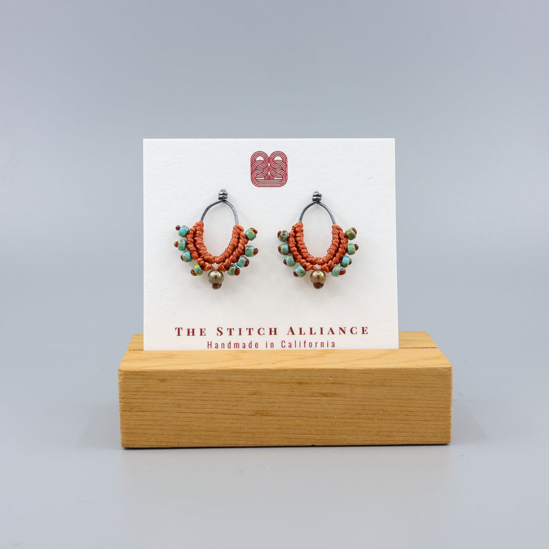 Phoenix Earrings / Oxidized Sterling / Terracotta