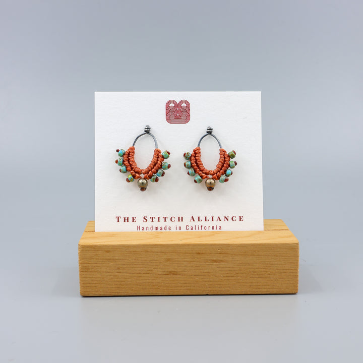 Phoenix Earrings / Oxidized Sterling / Terracotta