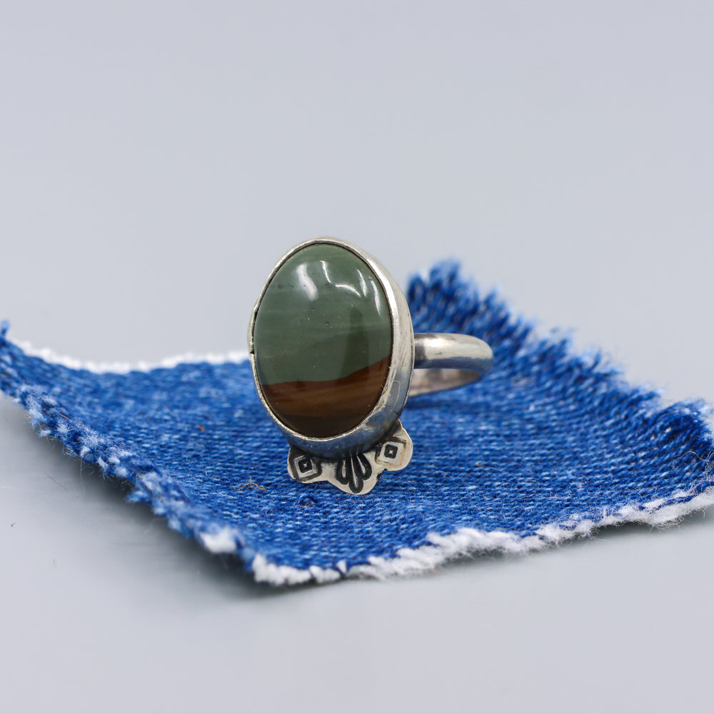 Picture Jasper Sterling Silver Ring handmade in california