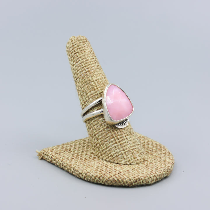Pink opal sterling silver handmade ring one-of-a-kind
