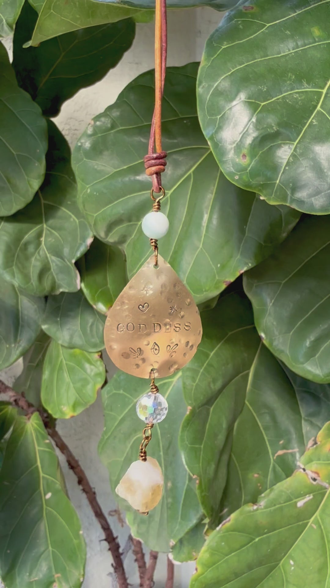 Goddess Suncatcher, Brass, Citrine, Amazonite