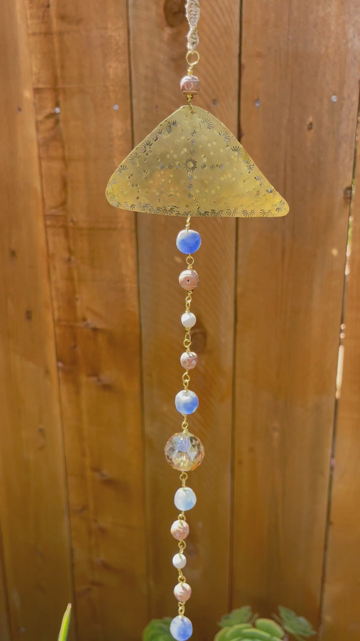 Brass African Glass & Clay Bead Suncatcher