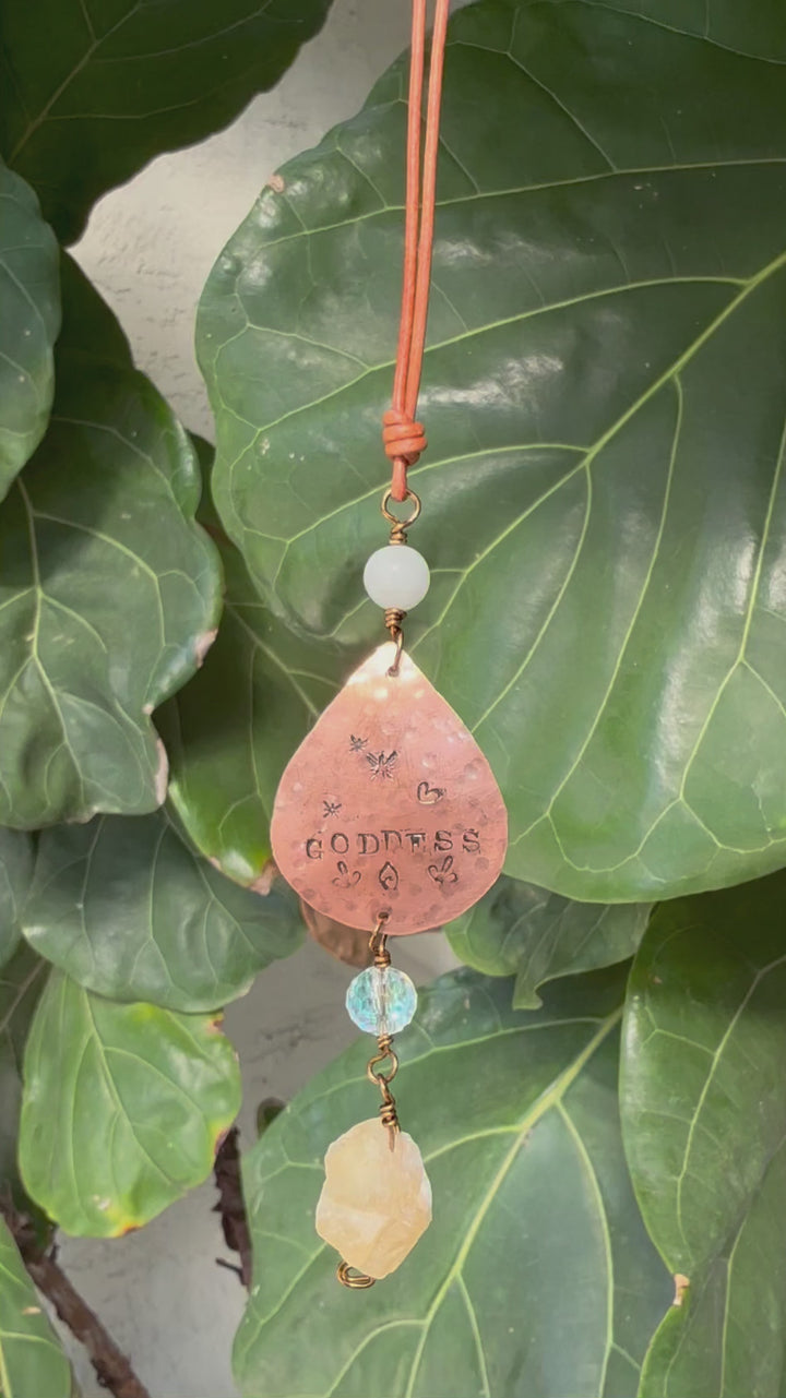 Goddess Suncatcher, Copper, Citrine, Amazonite