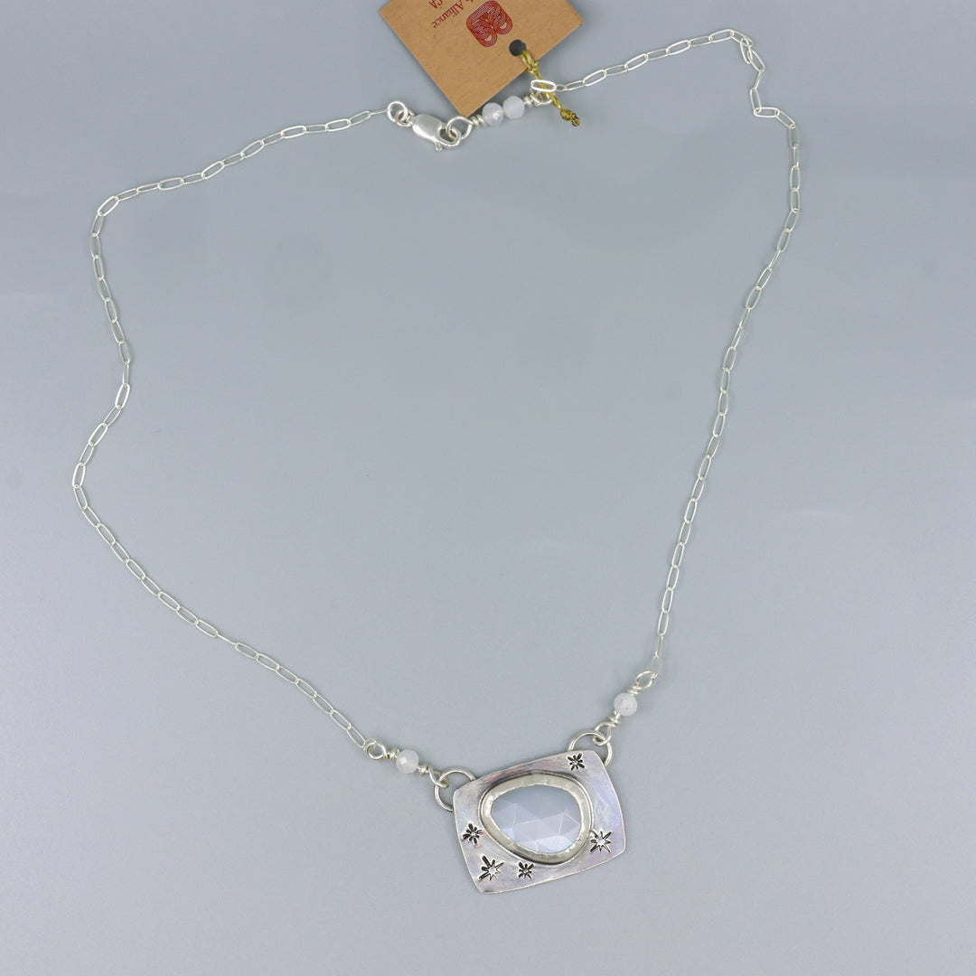 Ranibow Moonstone Sterling Silver One of a Kind Bar Necklace 183