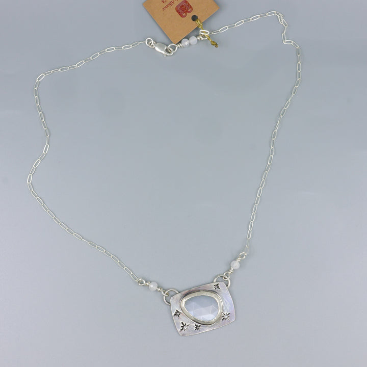 Ranibow Moonstone Sterling Silver One of a Kind Bar Necklace 183