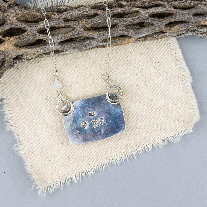 Ranibow Moonstone Sterling Silver One of a Kind Bar Necklace 183