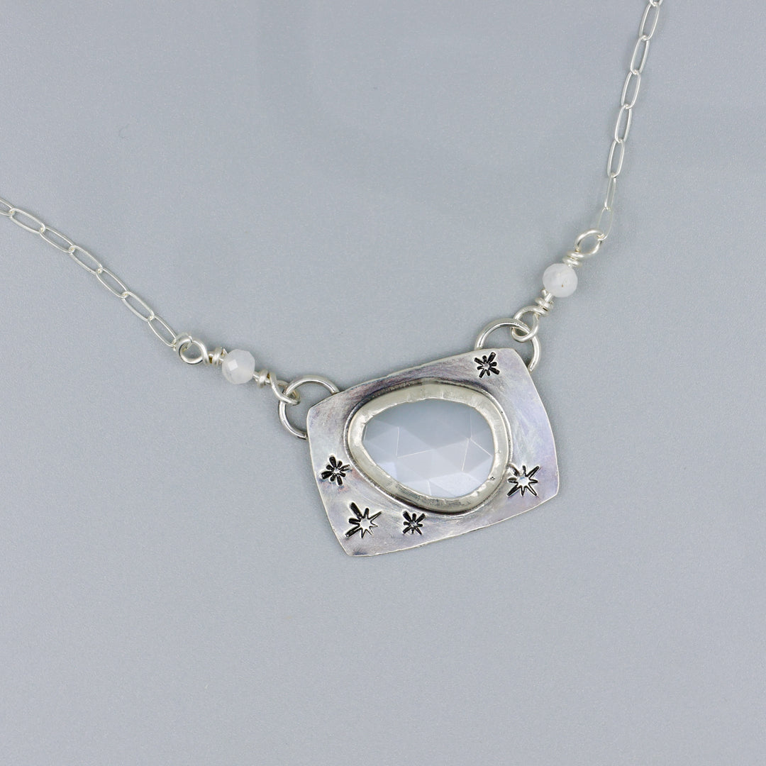 Ranibow Moonstone Sterling Silver One of a Kind Bar Necklace 183