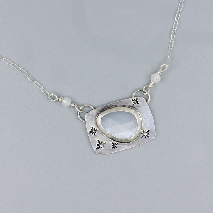 Ranibow Moonstone Sterling Silver One of a Kind Bar Necklace 183