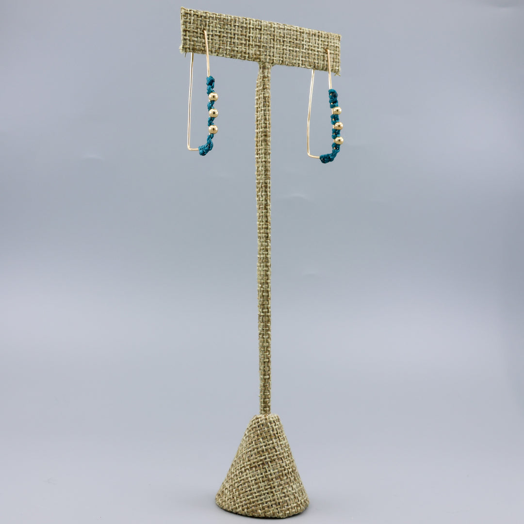 Rectangle Hoop Earrings / Gold Fill / Teal