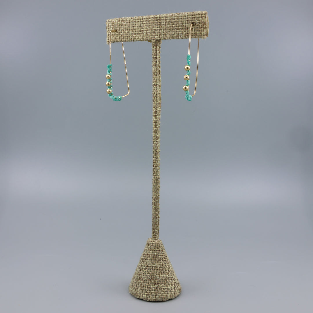 Rectangle Hoop Earrings / Gold Fill / Seafoam