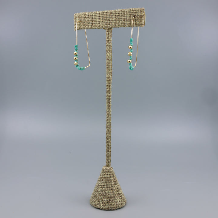 Rectangle Hoop Earrings / Gold Fill / Seafoam