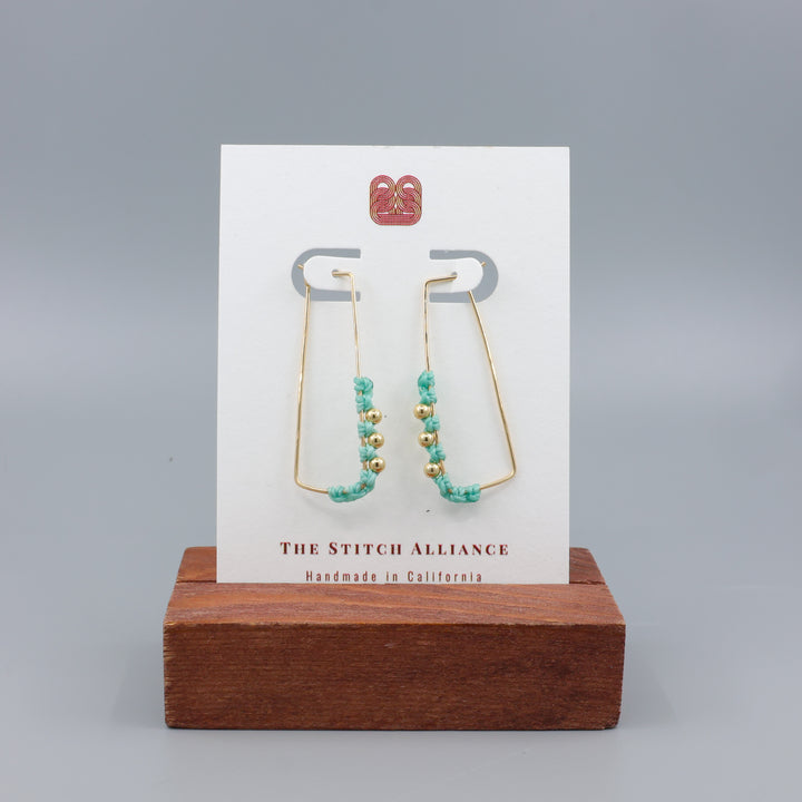 Rectangle Hoop Earrings / Gold Fill / Seafoam