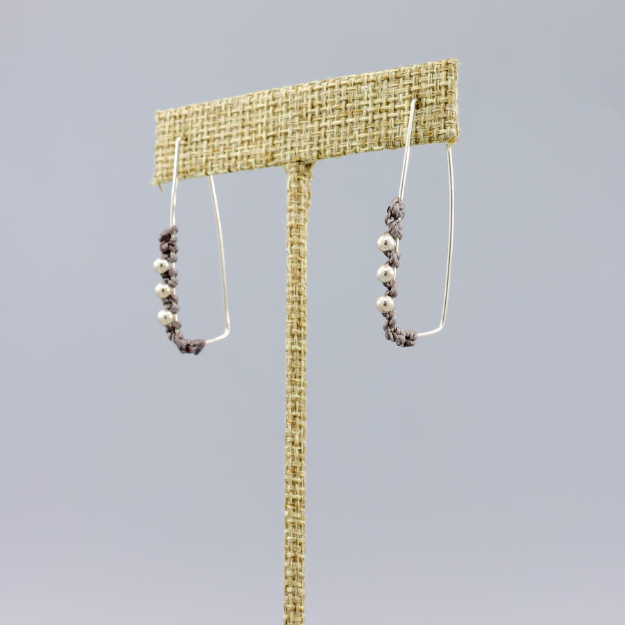rectangle sterling silver macrame hoop earrings 
