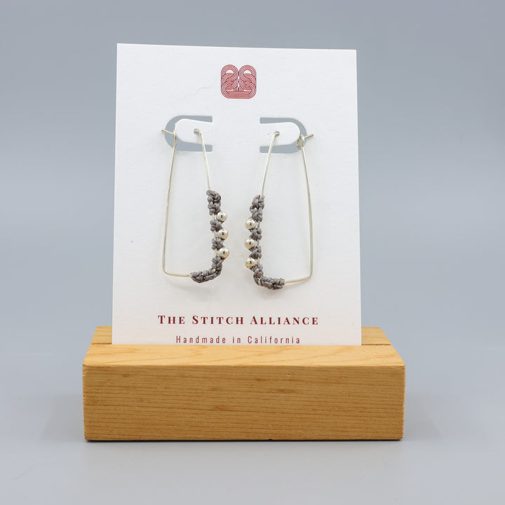 Rectangle Hoop Earrings / Sterling Silver, Gray