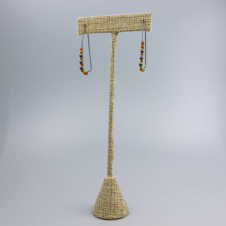 Rectangle Hoop Earrings / Oxidized Sterling - Old Gold