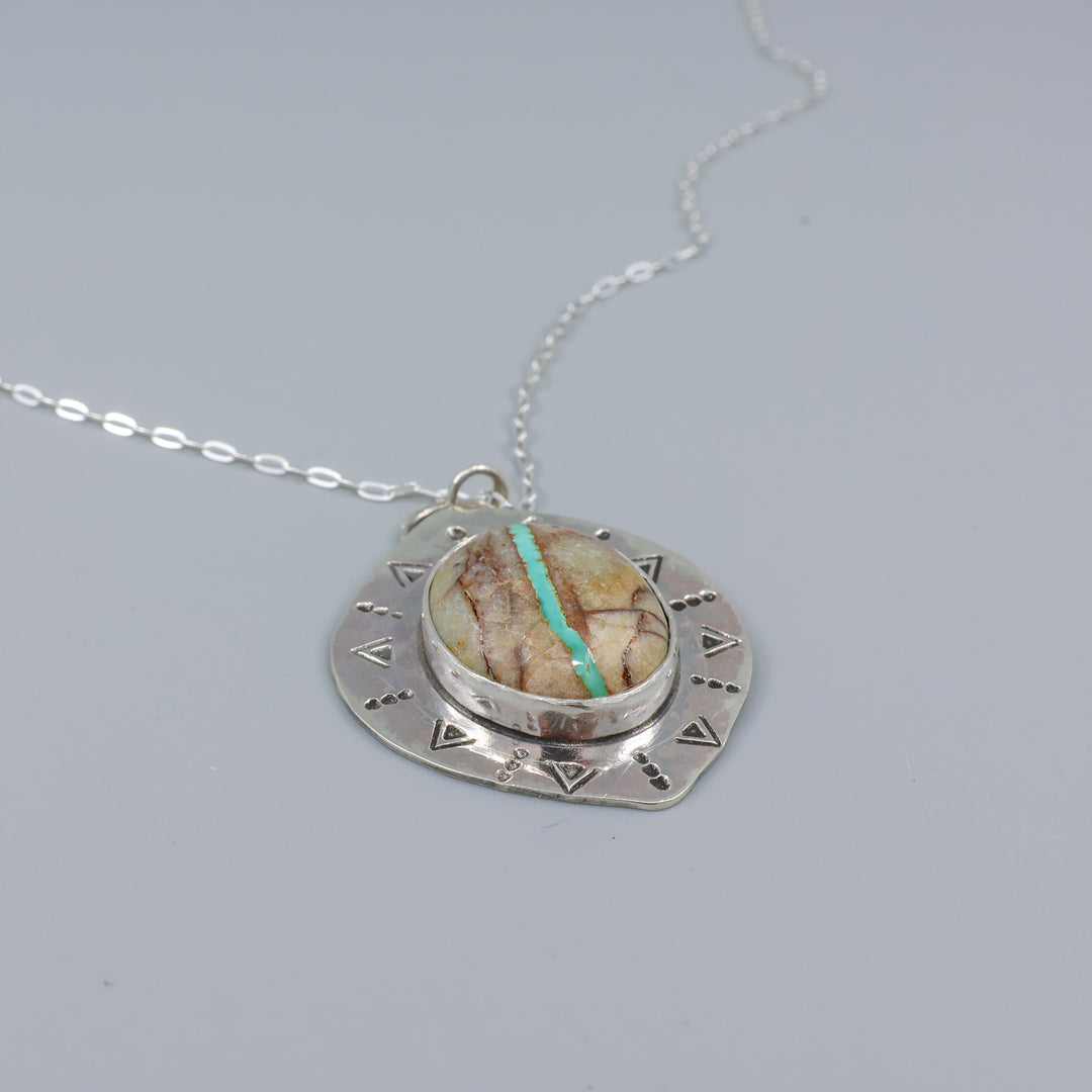 one of a kind ribbon turquoise sterling silver necklace