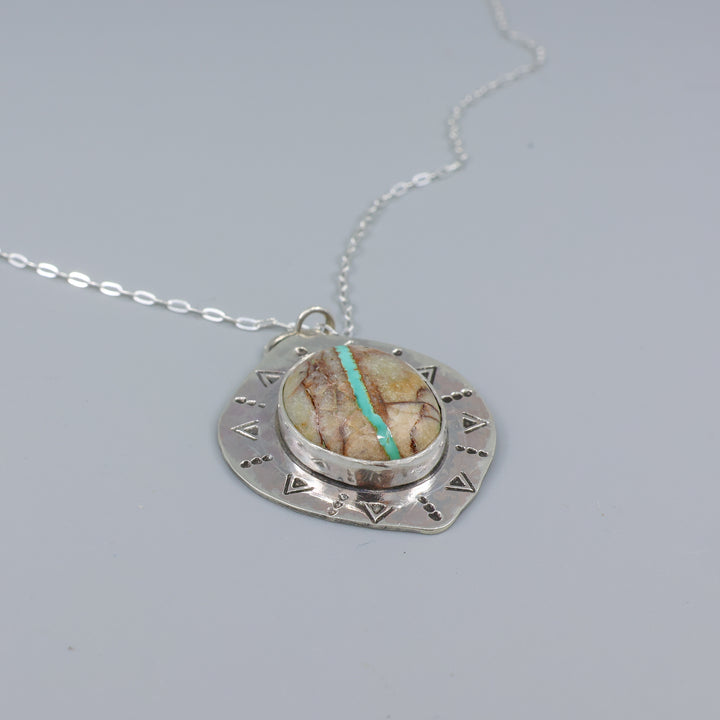 one of a kind ribbon turquoise sterling silver necklace