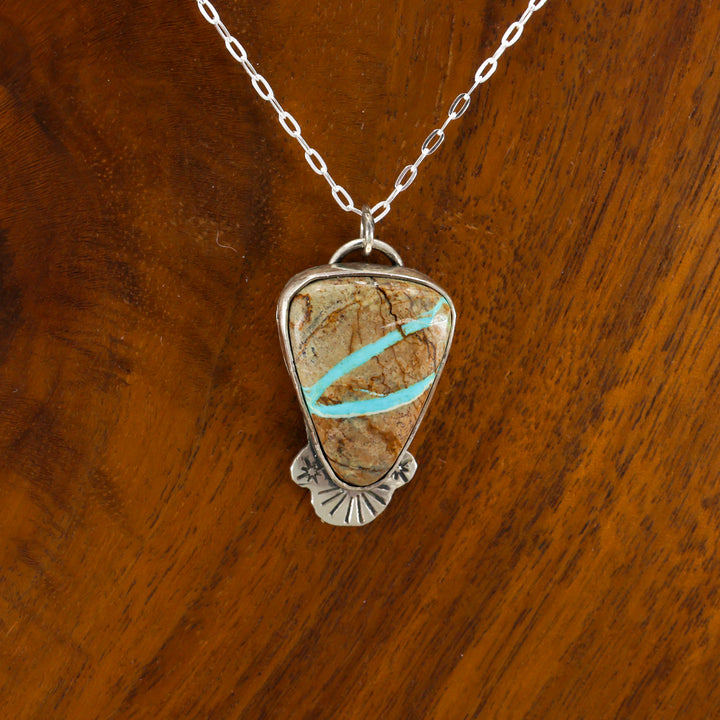 ribbon turquoise pendant one-of-a-kind necklace detail view