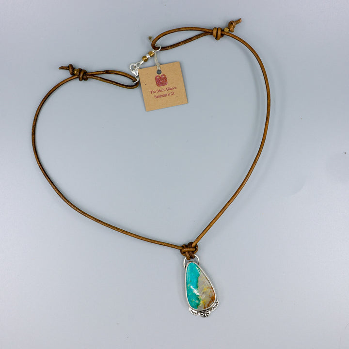 Royston Turquoise Sterling Silver & Leather Necklace One of a Kind