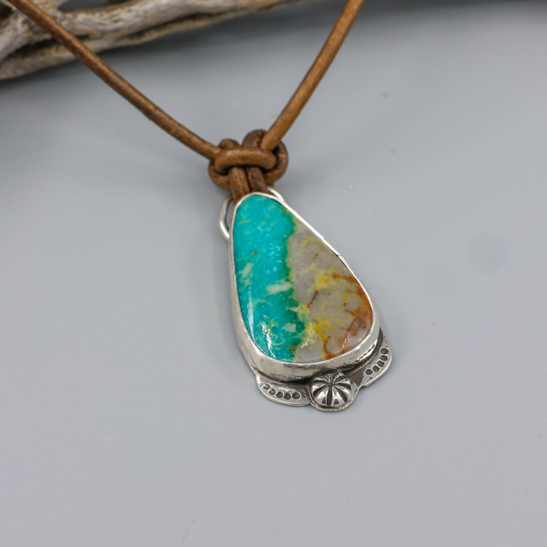 Royston Turquoise Sterling Silver & Leather Necklace One of a Kind