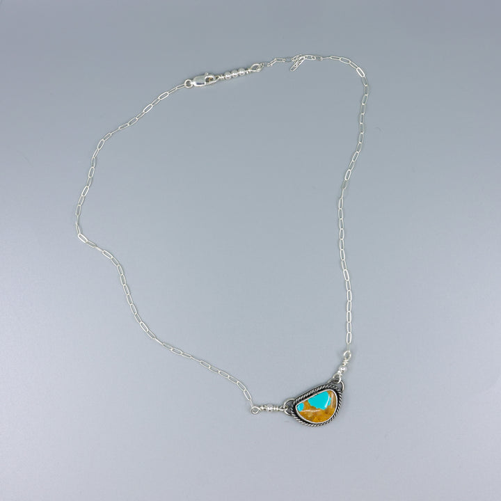 Royston Turquoise, Sterling Silver One of a Kind Bar Necklace 182