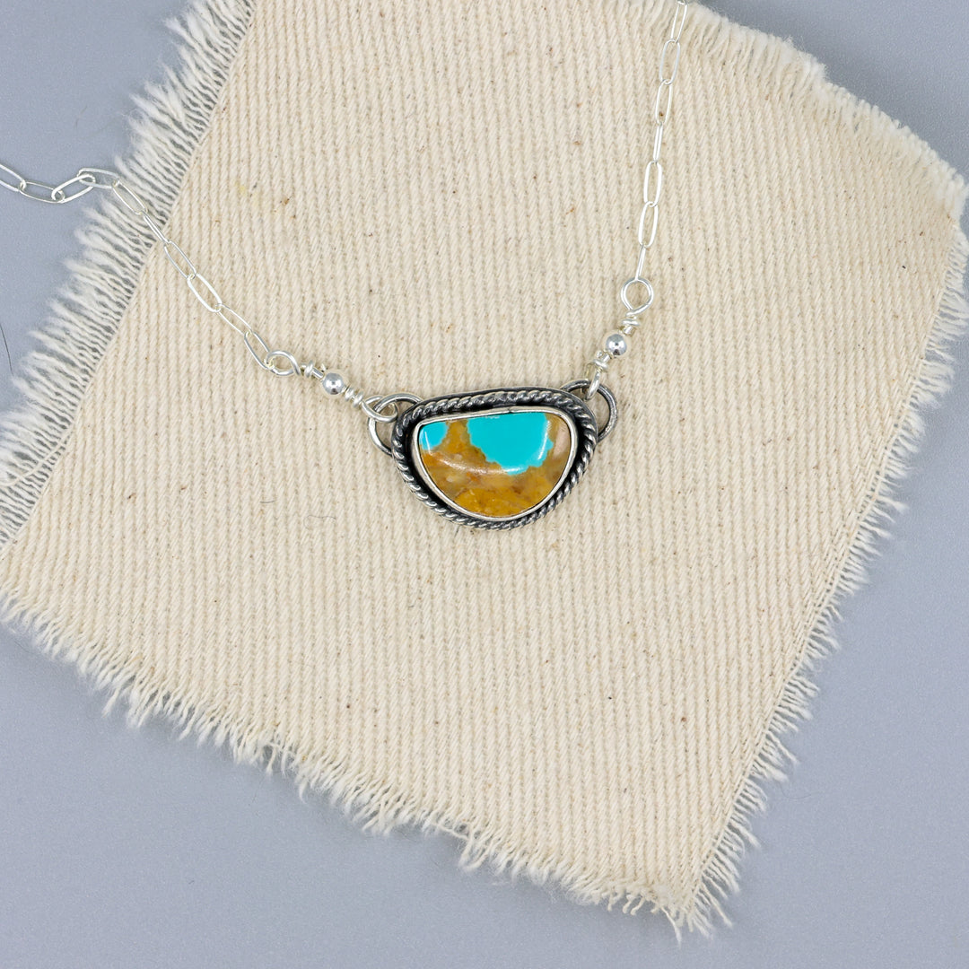 Royston Turquoise, Sterling Silver One of a Kind Bar Necklace 182