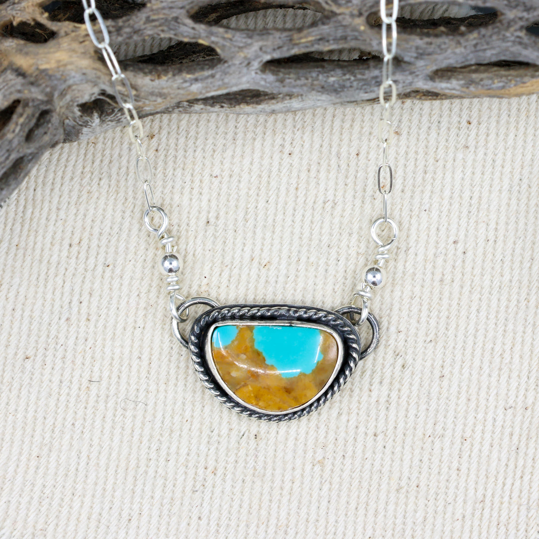 handmade royston turquoise sterling silver one of a kind necklace