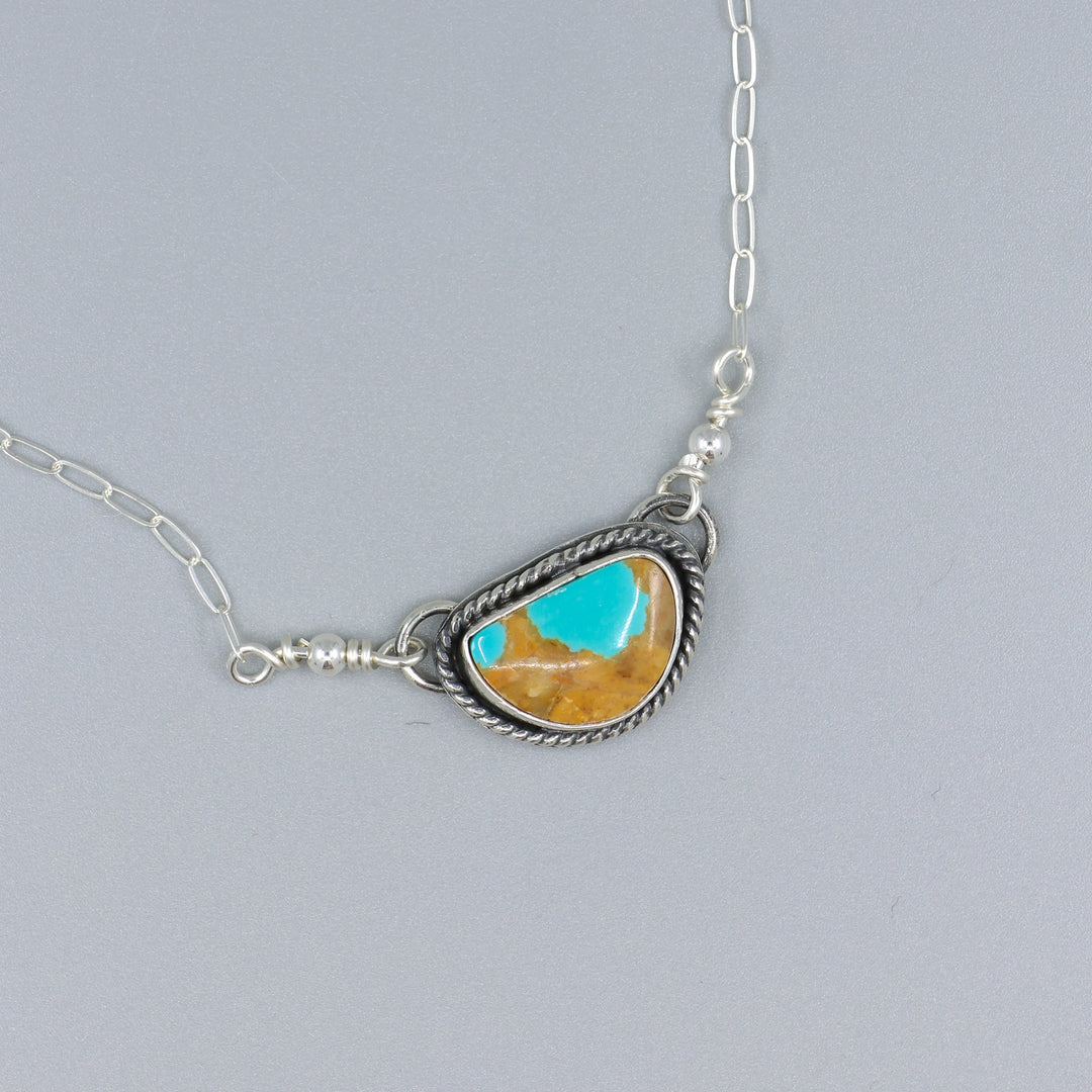 Royston Turquoise, Sterling Silver One of a Kind Bar Necklace 182