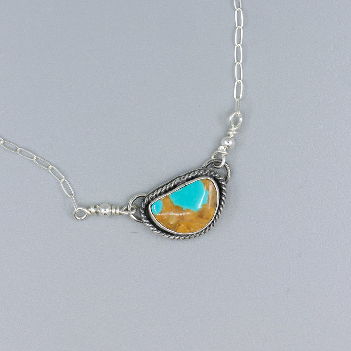 Royston Turquoise, Sterling Silver One of a Kind Bar Necklace 182