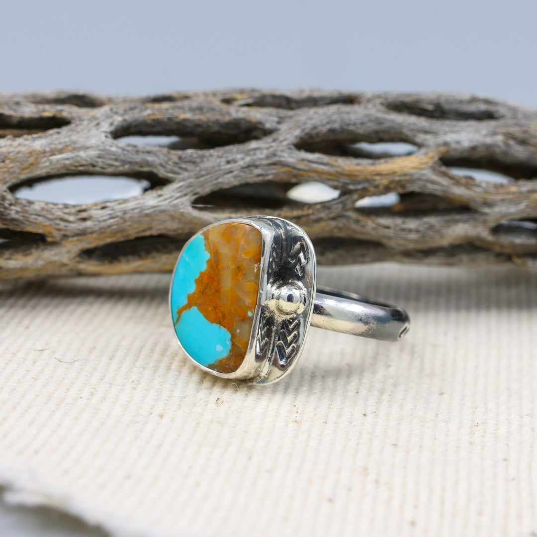 Royston turquoise sterling silver handmade one of a kind ring size 8