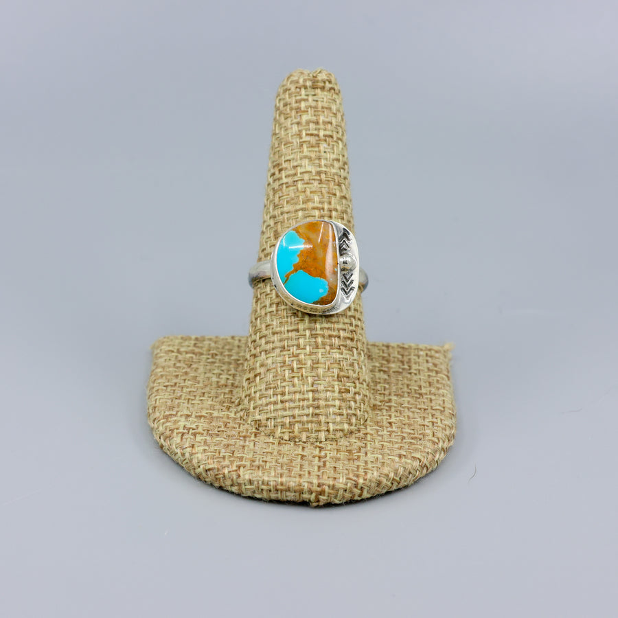 Royston turquoise sterling silver artisan made one of a kind ring size 8