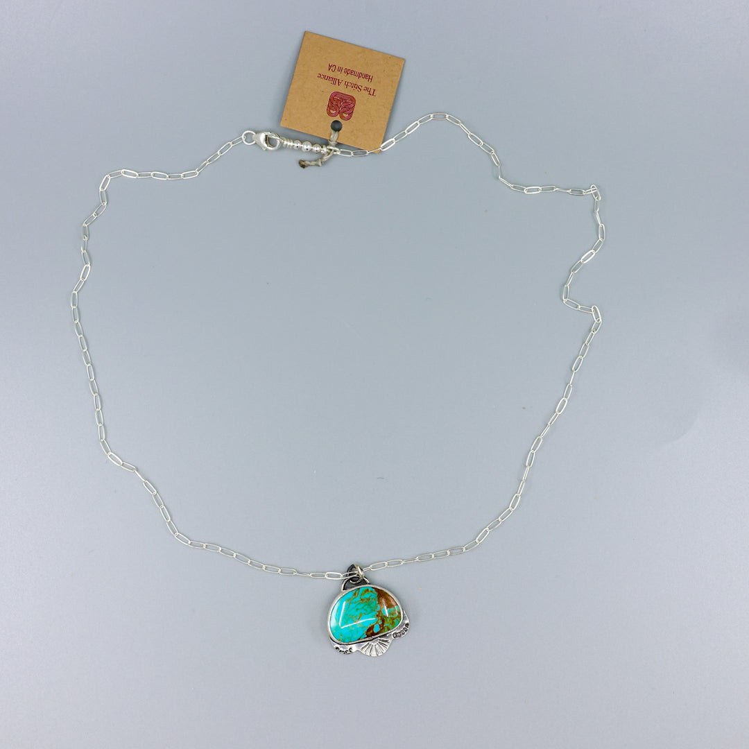 Royston Turquoise Sterling Silver Stamped  Necklace One of a Kind