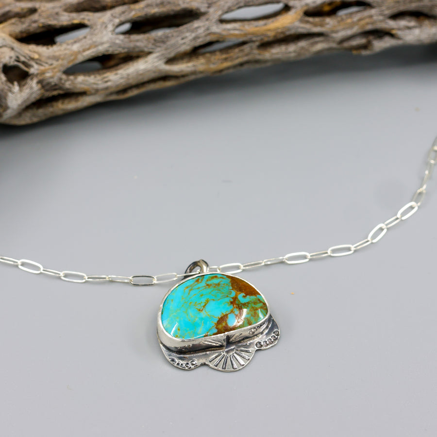 Royston turquoise sterling silver necklace one of a kind