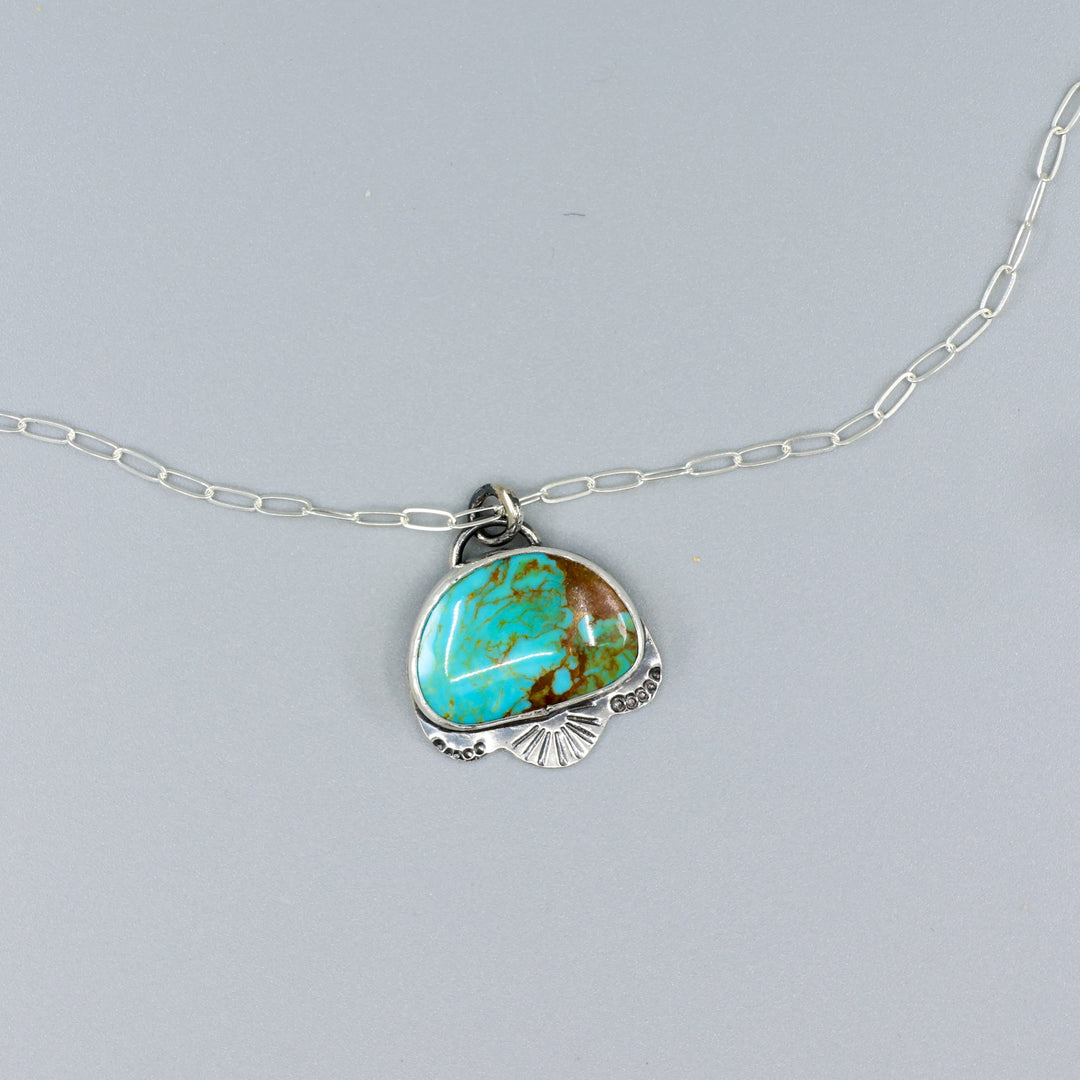 Royston turquoise sterling silver necklace on a silver chain one of a kind