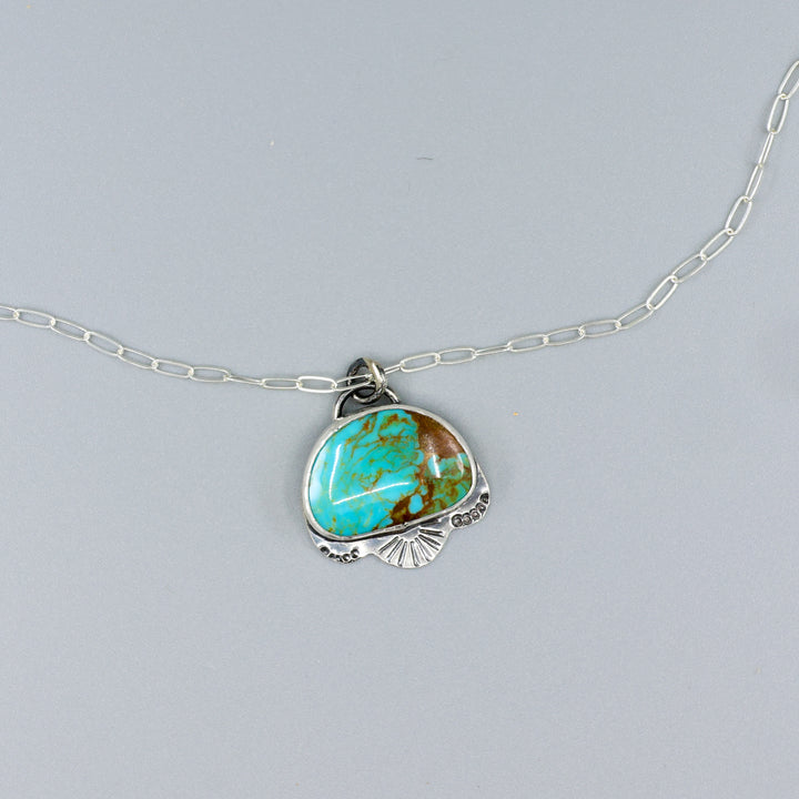 Royston turquoise sterling silver necklace on a silver chain one of a kind