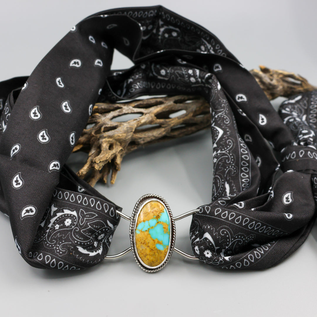 handmade one of a. kind royston turquoise sterling silver twilly
