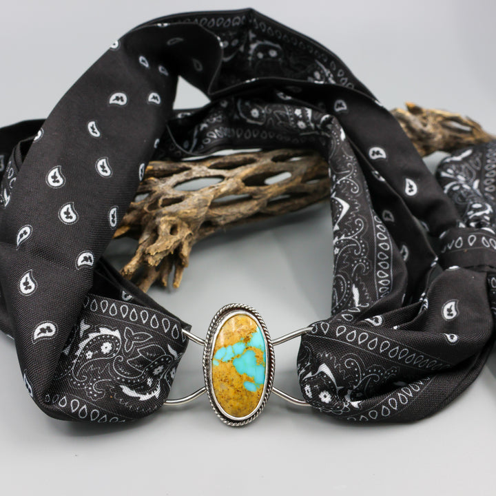 handmade one of a. kind royston turquoise sterling silver twilly