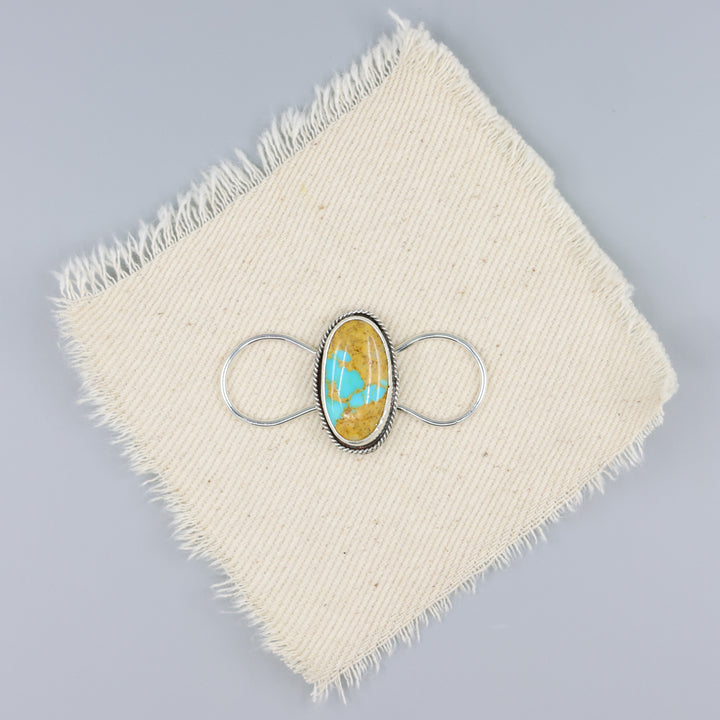 handmade one of a. kind royston turquoise sterling silver twilly on a white background