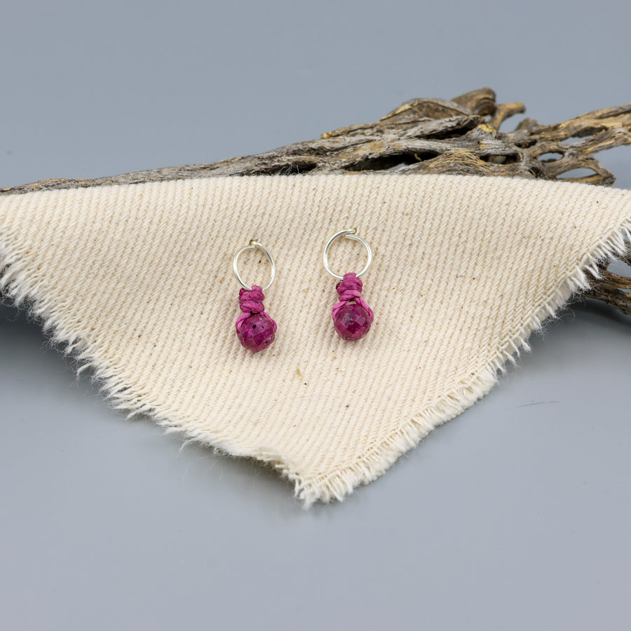 ruby sterling silver mini dangle earrings handmade usa