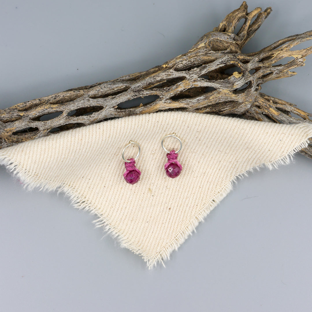 Ruby Mini Dangle Earrings - Sterling Silver