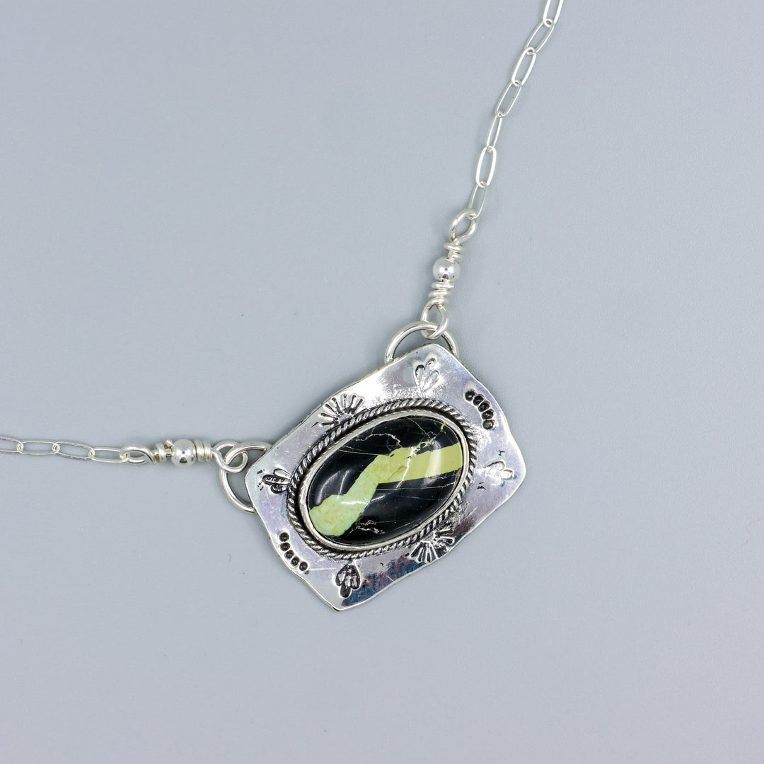 San Pedro Variscite Sterling Silver One of a Kind Bar Necklace 175