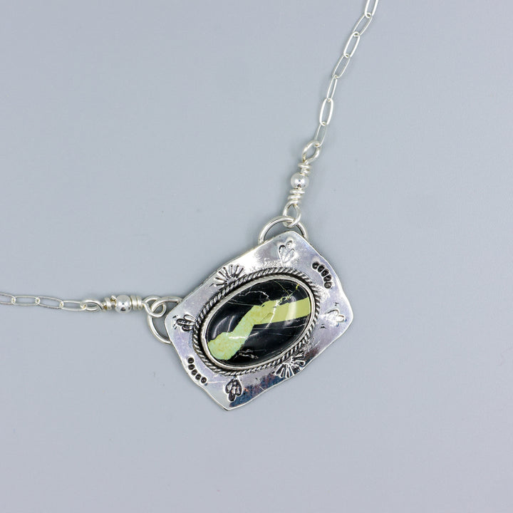 San Pedro Variscite Sterling Silver One of a Kind Bar Necklace 175