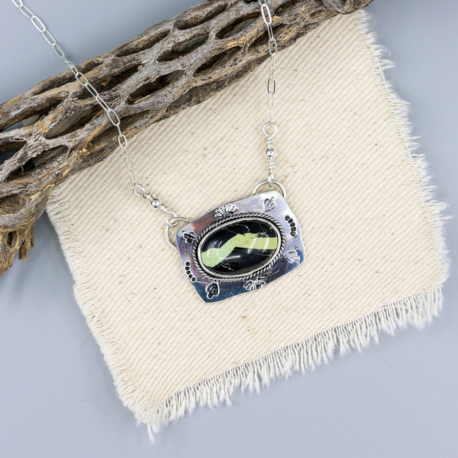 San Pedro Variscite sterling silver bar necklace handmade one of a kind