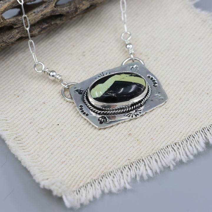 San Pedro Variscite Sterling Silver One of a Kind Bar Necklace 175