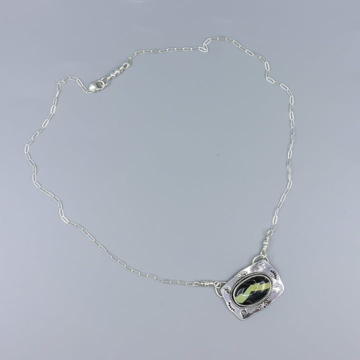 San Pedro Variscite Sterling Silver One of a Kind Bar Necklace 175