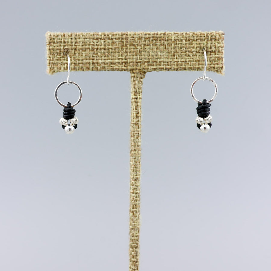 handmade sterling silver and leather knotted earrings