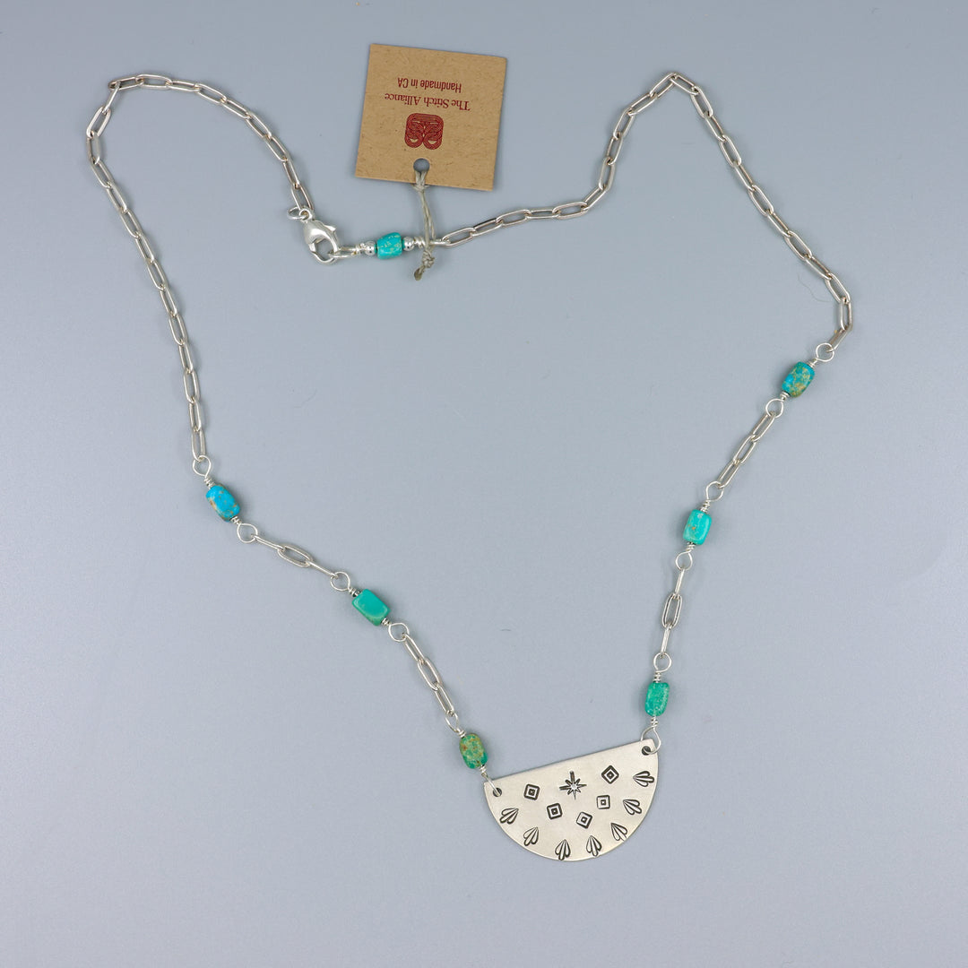 southwest sterling silver and turquoise necklace full view
